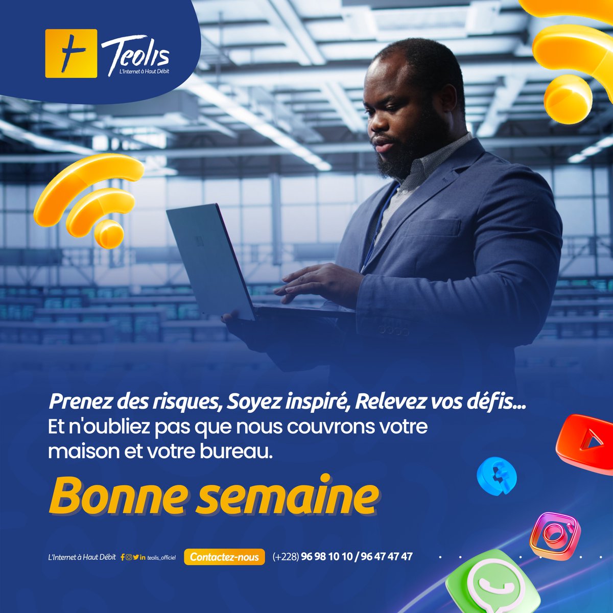 Prenez des risques, soyez inspirés, relevez vos défis…  

Avec Teolis, votre maison et bureau sont toujours connectés. 
Quelle est votre plus grande ambition cette semaine? 
Partagez-la avec nous! 

#Teolis #Internet #Wifi #LundiMotivation #BonneSemaine #TgTwittos