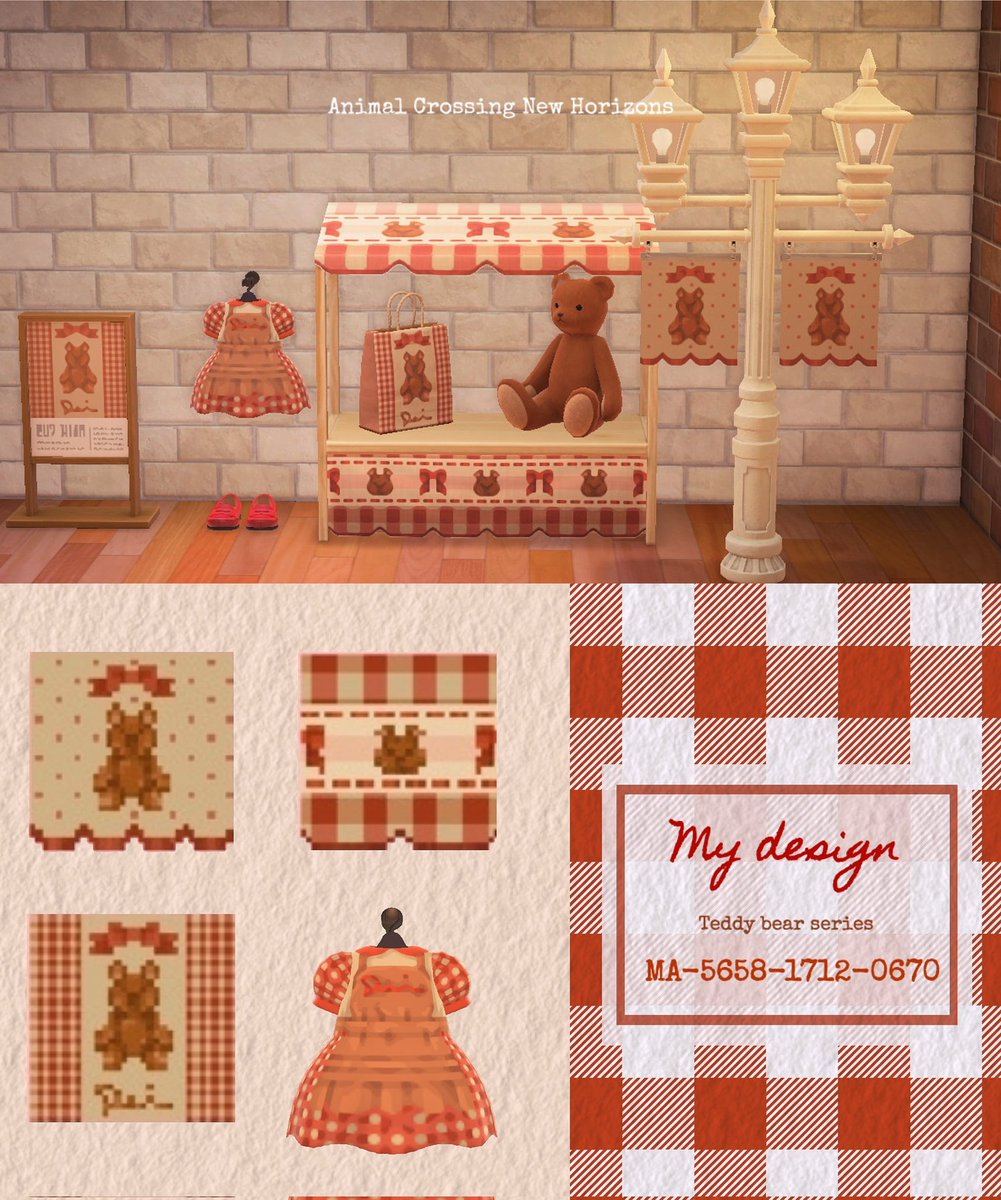 𝙼𝚢 𝚍𝚎𝚜𝚒𝚐𝚗 🧸💝

テディベアのマイデザを投稿しました ﹏✍´- 
カントリー×ガーリーな雰囲気をイメージしてみました💭🧺🎀
お使いになれそうであれば是非🙂‍↕️

 #ACNHDesign  #マイデザイン配布  #あつまれどうぶつの森  #AnimalCrossingNewHorizons