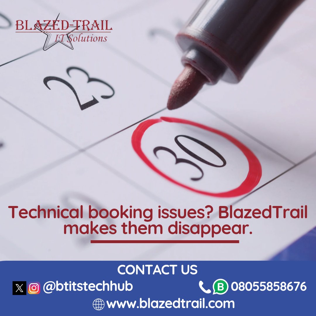 Is managing bookings in your business becoming a technical headache? It’s time for a smarter solution. 

Get a fully tailored booking website designed to handle your unique processes effortlessly...

Partner with BlazedTrail <a href="/BtitsTechHub/">BLAZEDTRAIL IT SOLUTIONS</a> and experience booking made easy.

🔗