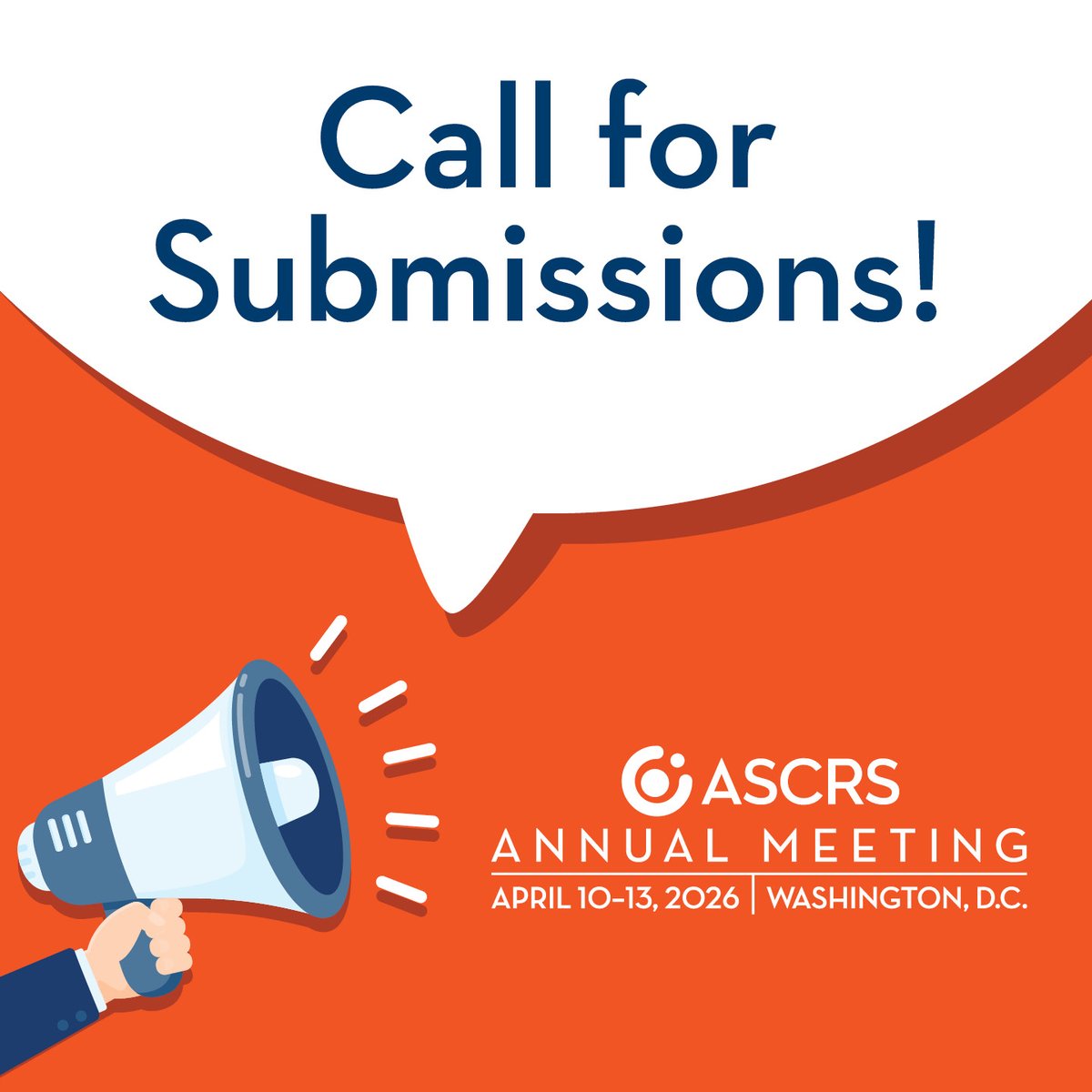 Make your submission now for the 2026 ASCRS Annual Meeting! Learn more about the submission process for instructional courses, papers, films, and posters.  bit.ly/4kKYfnC