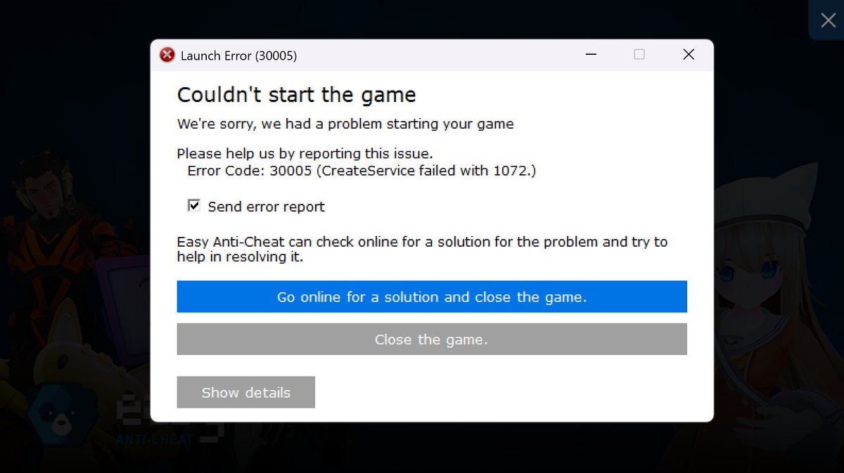 AtzelDaOverlord's tweet photo. @VRChat I Need Help with My Game because the EAC has Bricked the Game and Gives Me this Error Every Time I try loading up the Game. I Can't Find Anything Tutorial Wise that would Fix this, And I Contacted Support but You Guys haven't Replied yet. It's getting Really Annoying https://t.co/gFjKgR1gBw