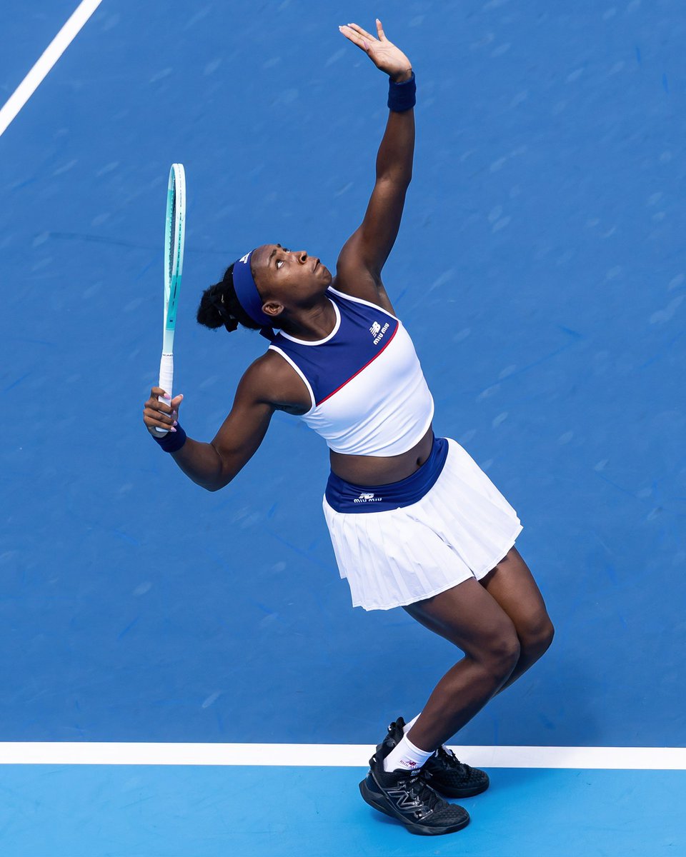CocoGauff wears her third @newbalance x Miu Miu in court look in