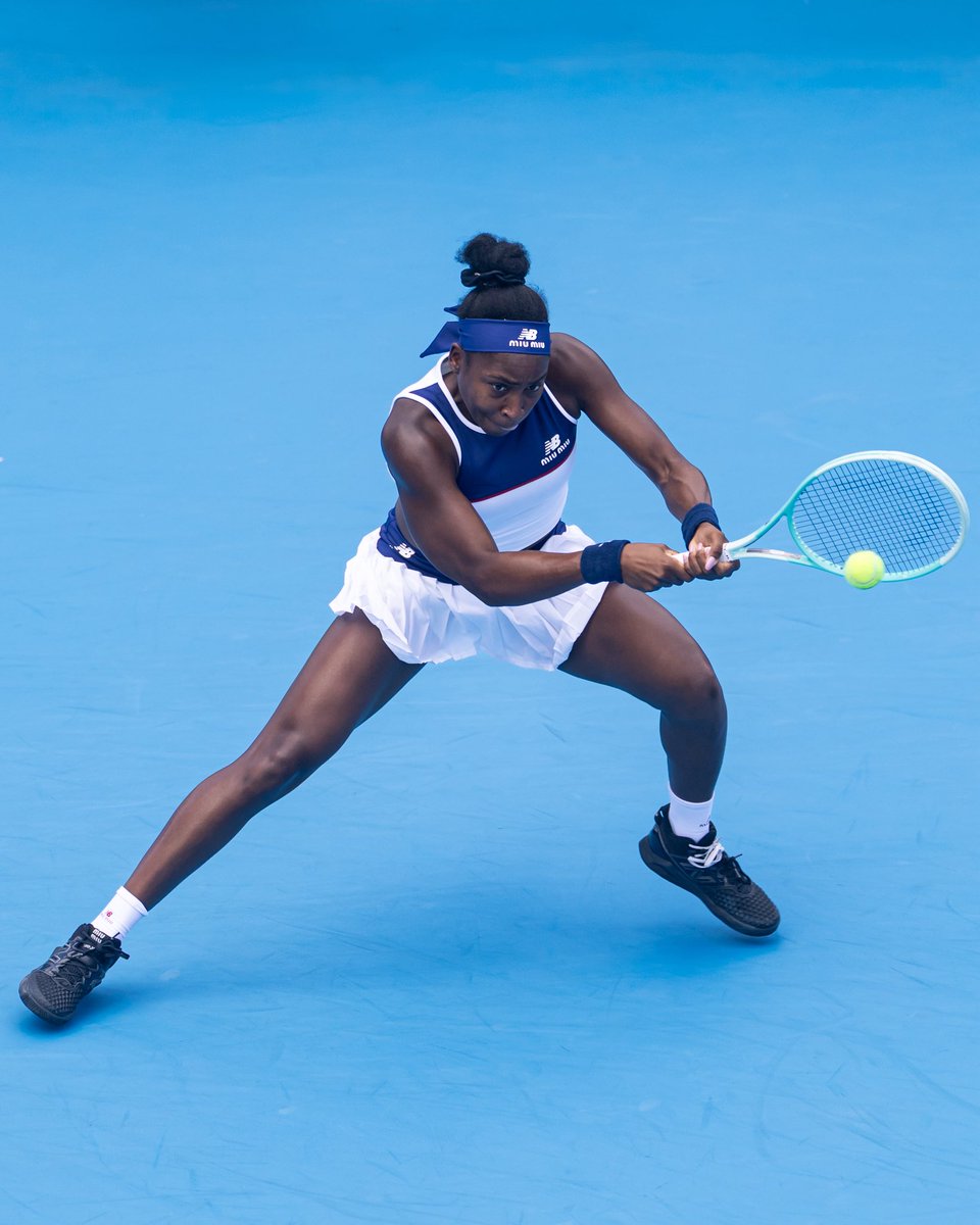 CocoGauff wears her third @newbalance x Miu Miu in court look in