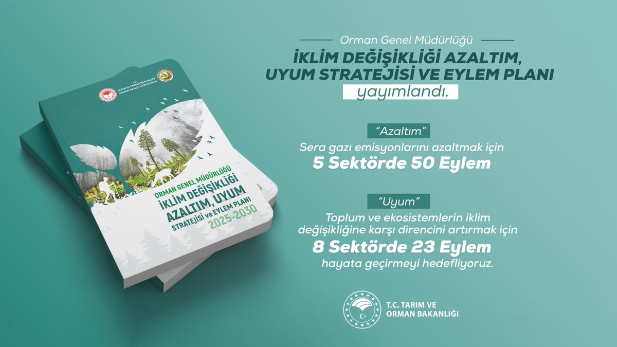 🌲 Azalt, Uyum Sağla, Geleceği Koru.

Orman Genel Müdürlüğümüz

📉 5 sektörde 50 azaltım eylemi ve
🌱 8 sektörde 23 uyum eylemi içeren

📝 2025-2030 İklim Değişikliği Azaltım ve Uyum Stratejisi’ni yayımladı.

🍃 Doğamız için, geleceğimiz için harekete geçiyoruz.

Detaylar: 👇