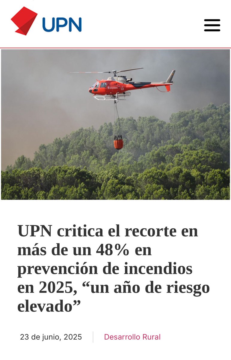 leticiasmartin's tweet photo. Hace semanas @upn_navarra alertaba del recorte del 48 % en #prevención de #incendios en #Navarra.
Claro que agradecemos la labor de los
Bomberos. Pero lo ideal sería que no tuvieran que intervenir.
La prevención salva más que los aplausos.
#PoliticaResponsable https://t.co/hHasosN83V