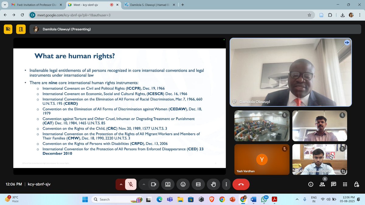 Dr. Damilola S. Olawuyi, President, International Law Association (Nigerian Branch), delivered a powerful lecture on "Business Responsibility for Human Rights in International Law" as part of the ITEC programme.