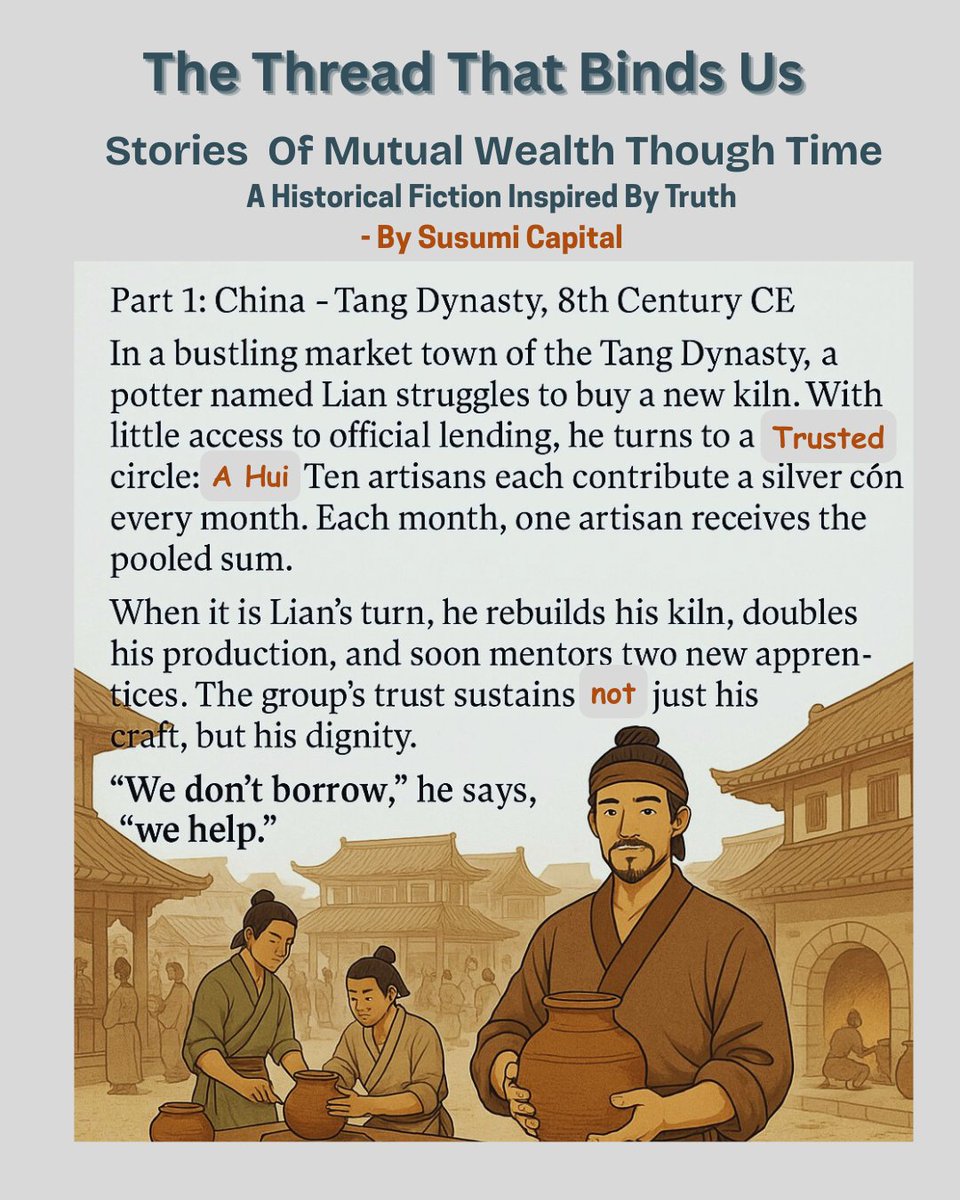 Part 1: The Hui.
The Thread That Binds Us is a journey through centuries of cooperative finance, exploring how trust and shared obligation have woven lasting bonds and thriving economies across cultures
Join Susumi on Telegram:  t.me/Susumi_Crowdfu…
#DeFi #SusumiPlus