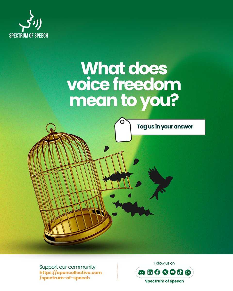 SPoS_Community's tweet photo. What does voice freedom mean to you? Reply and share your perspective.

Support our community: https://t.co/d4rpvHAoP7

Join us on Discord: https://t.co/rGWufvT3DH https://t.co/r9Dt3gtxl9