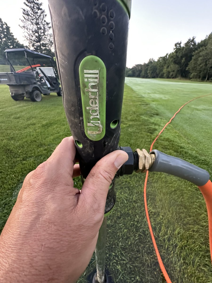 EanDaniels's tweet image. We had a head stick on last night. Normally we squeegee the water off as best as possible in order to remove excess water. 

But this Underhill battery operated pump is working great to pump water to the closest drain. Great little tool for small irrigation fixes as well.