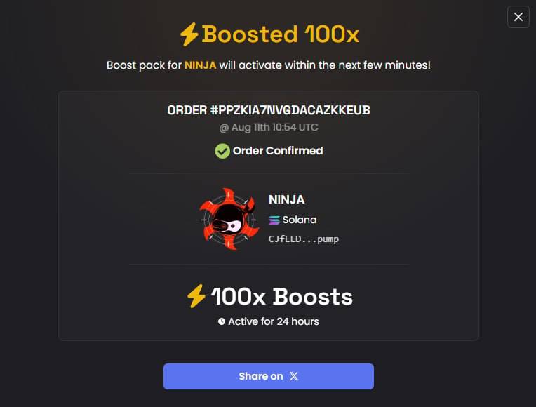 100x more boosted! Ninja team supports ninja community!
