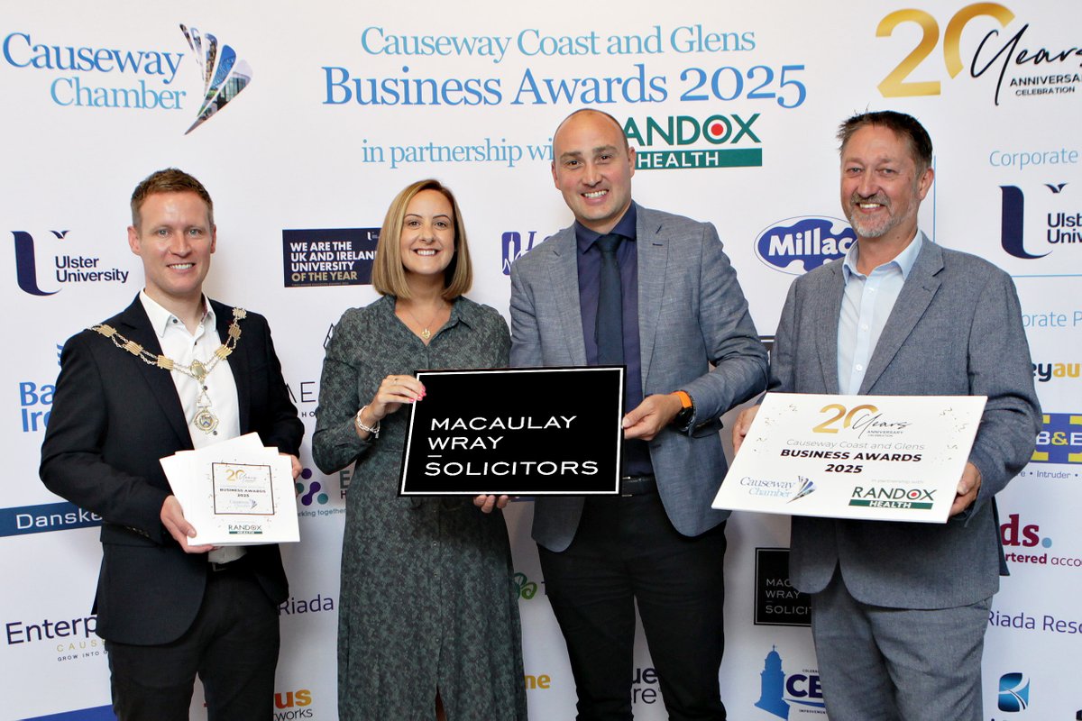 We are delighted that our Partners, Lisa Murchan and Glenn McCaughey, represented Macaulay Wray Solicitors at the launch of the Causeway Coast &amp; Glens Business Awards 2025, hosted by <a href="/CausewayChamber/">Causeway Chamber</a>