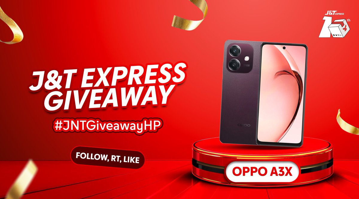 J&T Express Indonesia (@jntexpressid) on Twitter photo ✨ 𝗝&𝗧 𝗘𝗫𝗣𝗥𝗘𝗦𝗦 𝗚𝗜𝗩𝗘𝗔𝗪𝗔𝗬 𝗛𝗣✨
1. Follow <a href="/jntexpressid/">J&T Express Indonesia</a>
2. RT & LIKE
3. REPLY #JNTGiveawayHP SEBANYAK-BANYAKNYA
Good luck~! 🥳 ✨ 𝗝&𝗧 𝗘𝗫𝗣𝗥𝗘𝗦𝗦 𝗚𝗜𝗩𝗘𝗔𝗪𝗔𝗬 𝗛𝗣✨
1. Follow <a href="/jntexpressid/">J&T Express Indonesia</a>
2. RT & LIKE
3. REPLY #JNTGiveawayHP SEBANYAK-BANYAKNYA
Good luck~! 🥳
