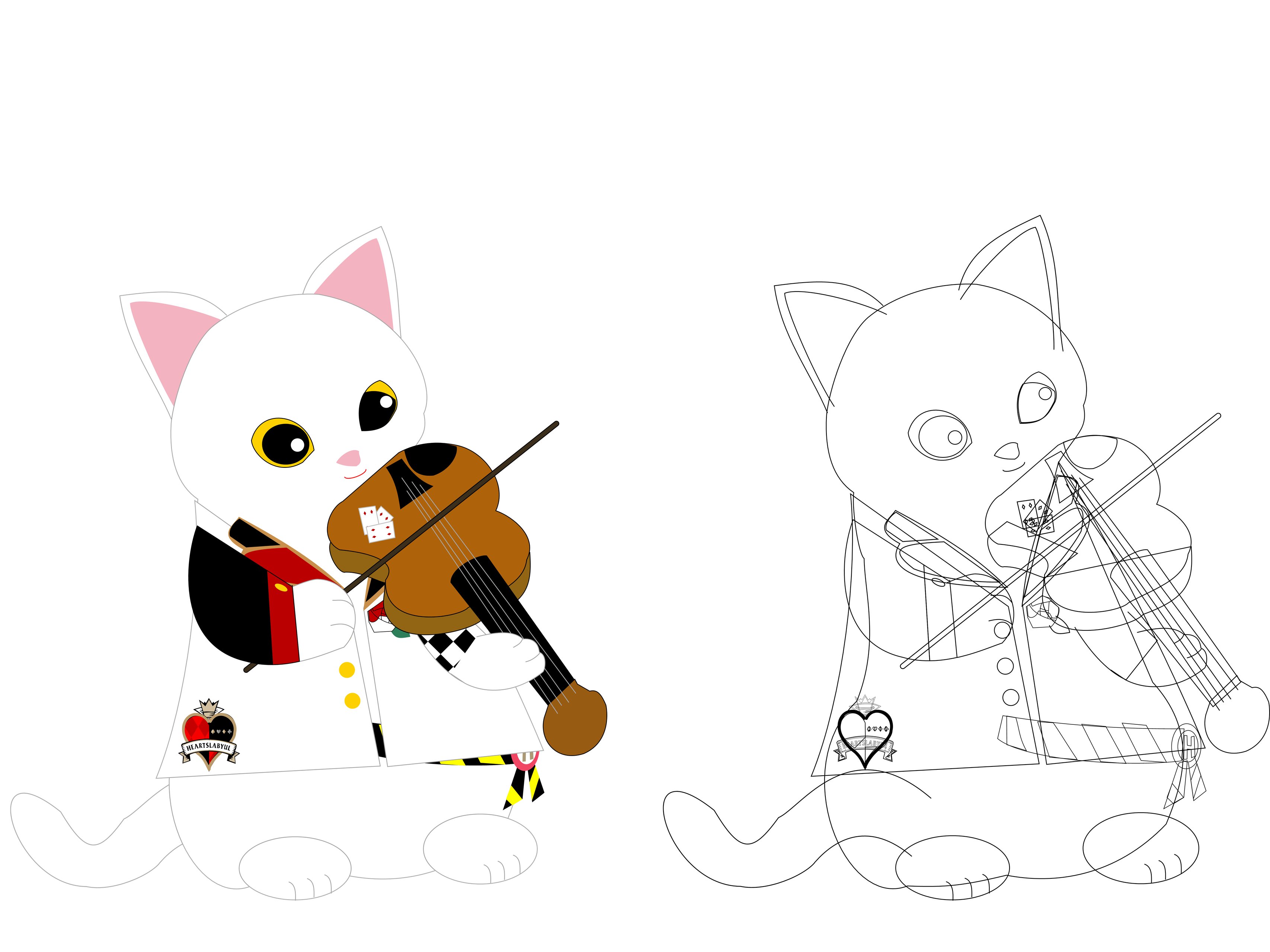バイオリンのお稽古をする猫 Rust Cat バイオリン violin ネコ置物 ねこグッズ 猫雑貨 ギフト
