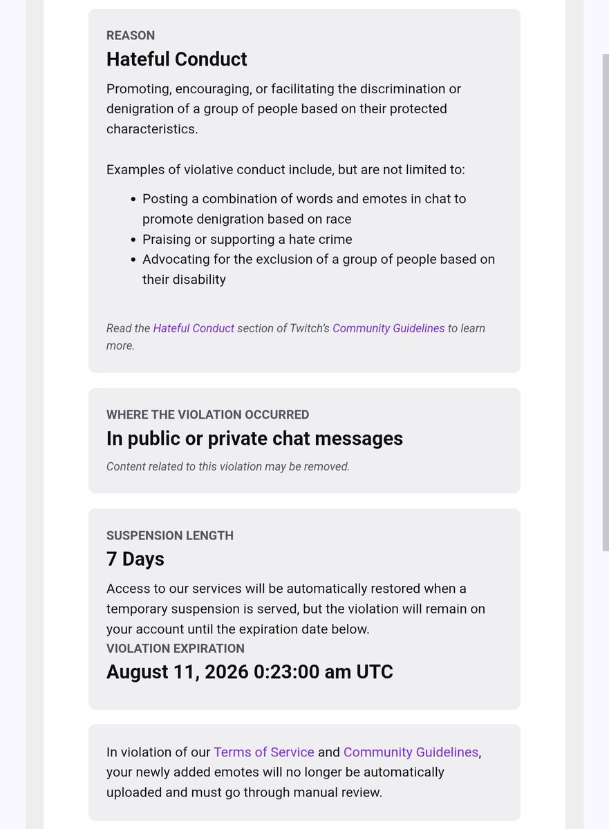 WithMayX's tweet image. ‼️Please Help‼️

Both my accounts were wrongfully suspended for &quot;Hateful Conduct&quot; in the middle of the night.

One of these accounts I haven&apos;t logged into for over 2 weeks. The other one&apos;s appeal got instantly denied.

No proof or explanation.
@TwitchSupport @Twitch
