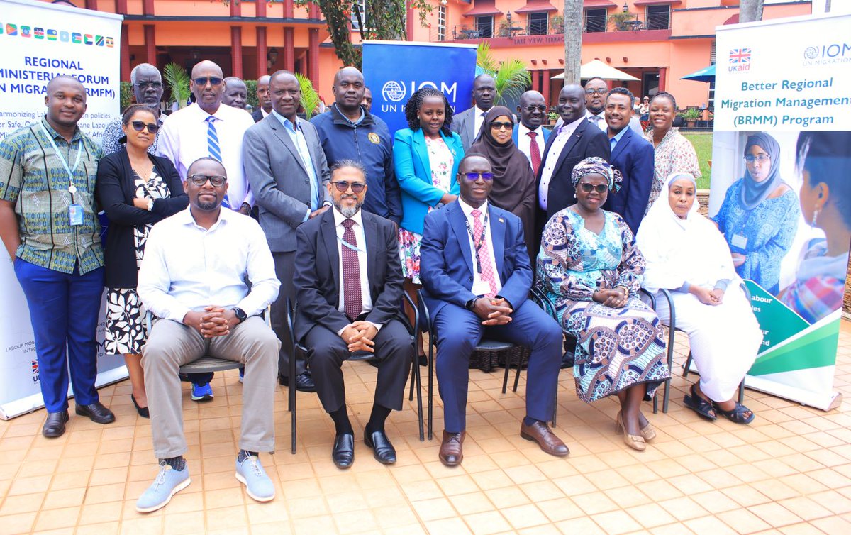 IOM_Uganda's tweet photo. Happening Now: Labor Ministry officials from 🇧🇮,🇩🇯,🇪🇷,🇪🇹,🇰🇪,🇷🇼,🇸🇴,🇸🇸,🇸🇩,🇹🇿,🇺🇬 are meeting at L. Victoria Hotel, Entebbe to review and validate a self-funding mechanism for the Regional Ministerial Forum on Migration. This is supported by @FCDOGovUK. https://t.co/o6nr9gqOQ3
