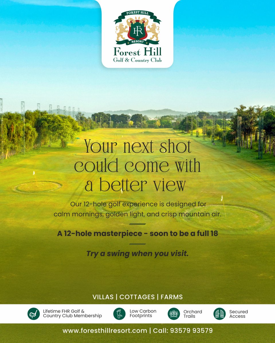 Wake up to the golden light of the Shivaliks and the sound of your club connecting with perfection.

#ForestHillGolf #GolfLife #GolfLovers #ShivalikHills #GolfCourse #GolfingInIndia #LuxuryGolf #GolfResort #ChandigarhGolf #GolfClub