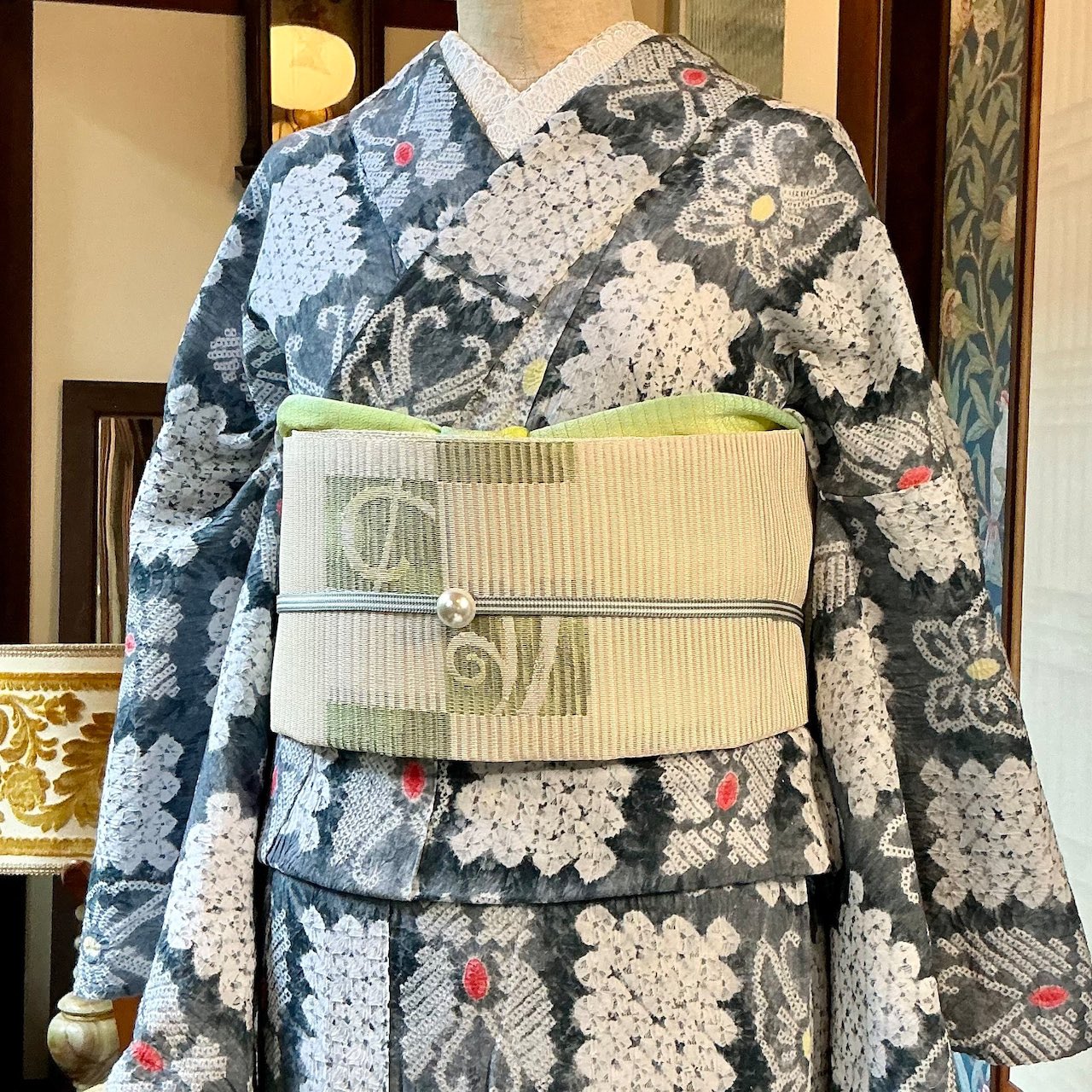 有松鳴海絞り 浴衣 紫陽花 kimono tento 様 / アンティーク 有松鳴海絞り 浴衣 紫陽花 kimono tento 様 / アンティーク 浴衣