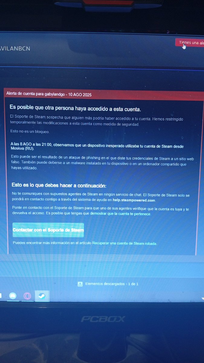 Gavilanbcn's tweet photo. Un ruso quiso robarme la cuenta ahora no puedo acceder a mi cuenta por qué perdí el codigo de stream guard a ver si steam puede ayudarme @Steam la estoy pasando muy mal. https://t.co/BKODpisNWC