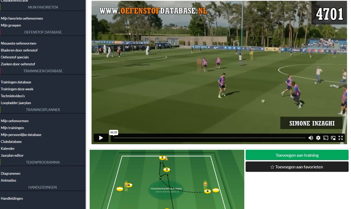 Passvorm van de training van Inter (Simone Inzaghi) om bijvoorbeeld het eronder komen van de 3e man te trainen: oefenstofdatabase.nl/?page=exercise…