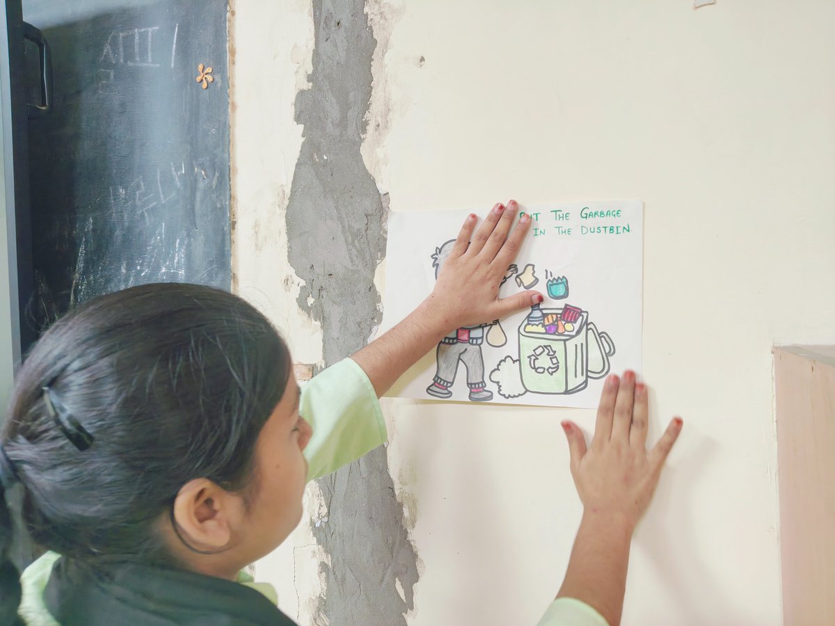 A poster is a silent voice that speaks to all." Today, trainees of DIET Pitampura spread the message of cleanliness by pasting handmade posters and stickers across the campus. Each creation carried a thought, each wall a reminder, keeping awareness alive every day. #SwachhtaDrive