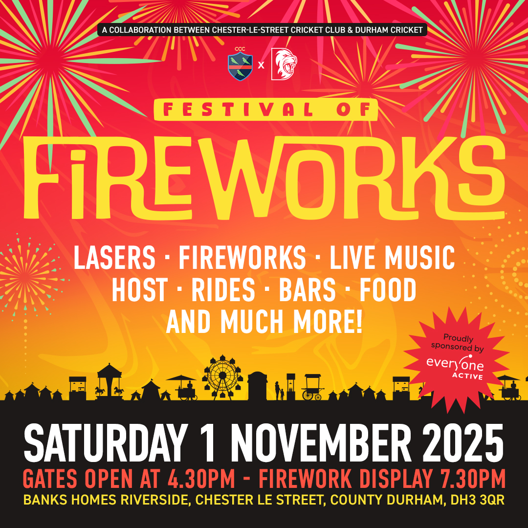 RiversideDurham's tweet photo. 🎆 FESTIVAL OF FIREWORKS IS BACK! 🎇
Join us at @DurhamCricket on 1st November for the ultimate night of fireworks, food, funfair rides, and live entertainment! 🌭🎶🎡

Last year’s show was hailed “the best fireworks display I’ve ever seen!", and this year, we're making it even bigger and better in partnership with @CLSCricketClub!

🔥 More food & drink
🎠 More rides
🎟️ More capacity... but still likely to sell out fast!

✨ Don’t miss the magic... grab your tickets NOW!
#FestivalOfFireworks #DurhamCricket #CLSFestival #FireworksNight2025
