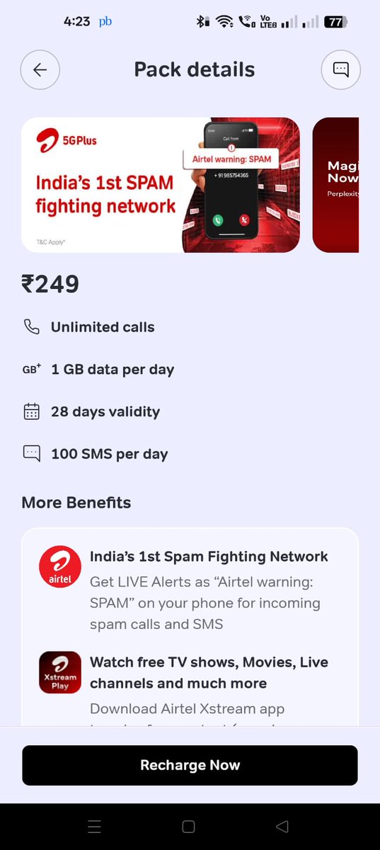 PriteshShinde98's tweet photo. I think Airtel is misleading people. Today, I recharged ₹249 for 28 days. In the Airtel app, it shows 28 days, but when I calculate, it’s only 24 days. If you want to give only 24 days, then mention it clearly. Why are you scamming people? @airtelindia @airtelnews @GyanTherapy https://t.co/busE5umVwl