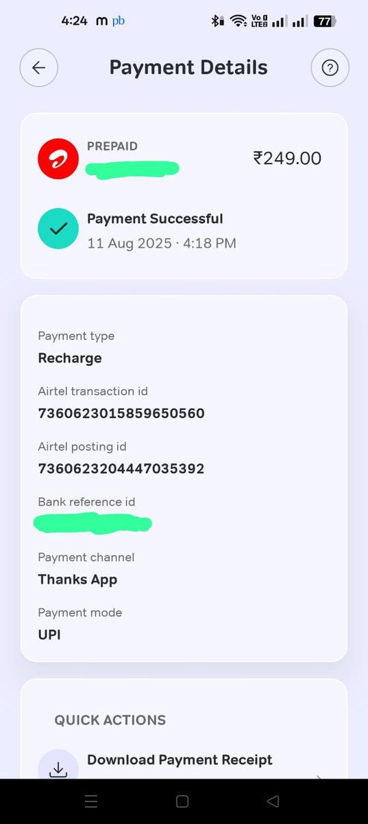 PriteshShinde98's tweet photo. I think Airtel is misleading people. Today, I recharged ₹249 for 28 days. In the Airtel app, it shows 28 days, but when I calculate, it’s only 24 days. If you want to give only 24 days, then mention it clearly. Why are you scamming people? @airtelindia @airtelnews @GyanTherapy https://t.co/busE5umVwl