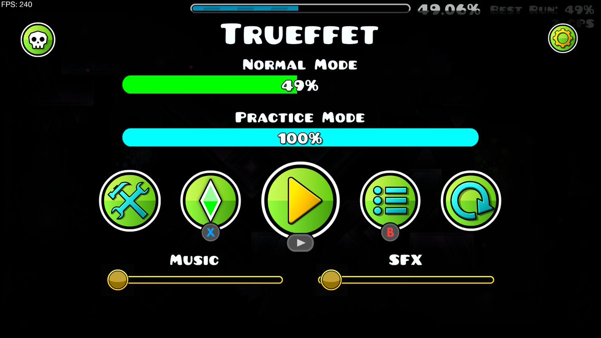 Got 49 twice on trueffet over the past couple days!! Only about 12k attempts so far, this and 27-100 are really good runs and I’m having an absolute blast playing this 🔥 new hardest soon?