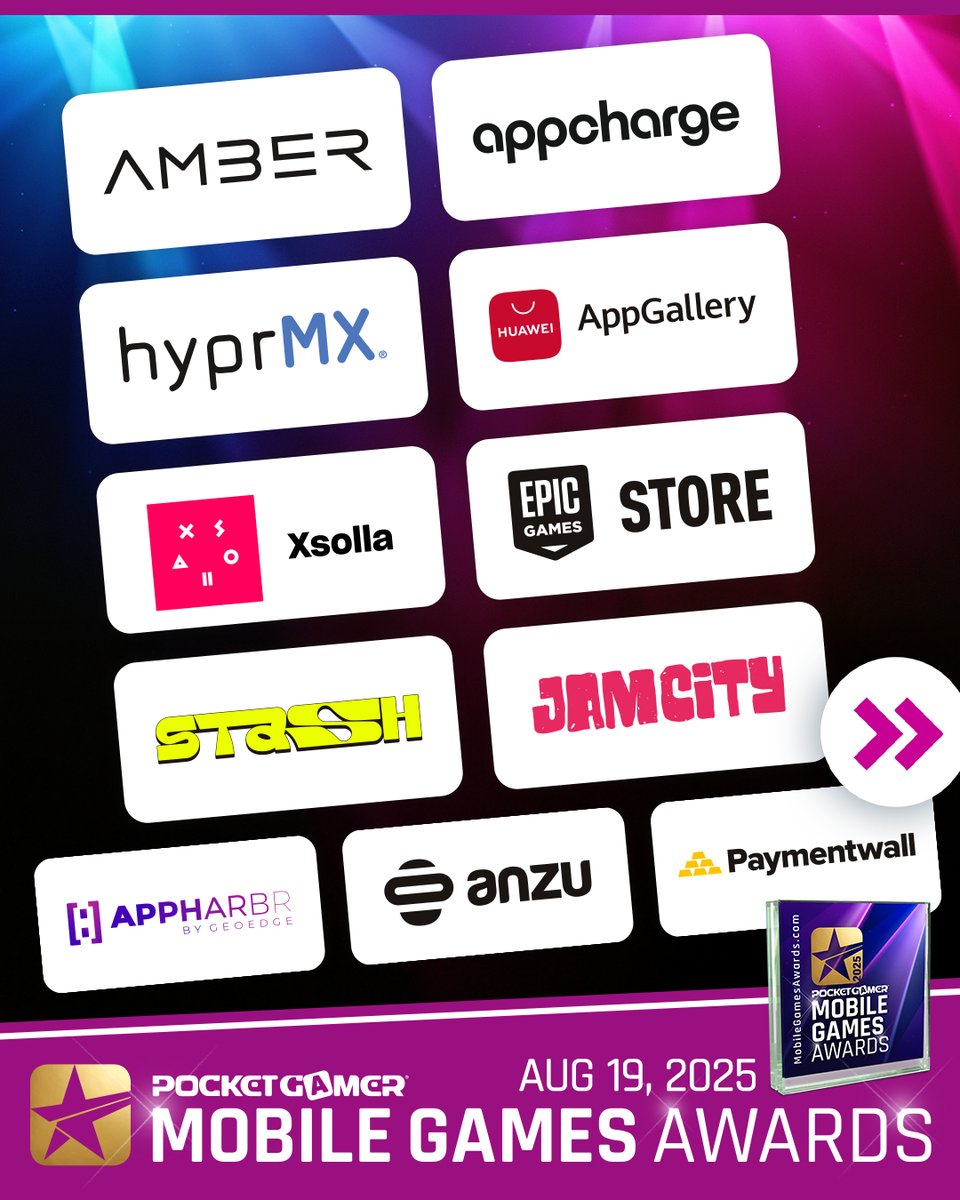 Behind every great event is a group of incredible supporters.

The #MobileGamesAwards wouldn’t be possible without our fantastic leaders and innovators:

Amber, Appcharge, <a href="/hyprMX/">hyprMX</a>, <a href="/Huawei/">Huawei</a> App Galley, <a href="/Xsolla/">Xsolla</a>, <a href="/EpicGames/">Epic Games Store</a>, Stash, <a href="/JamCityHQ/">Jam City</a>, <a href="/appharbr/">appharbr</a>, Anzu and <a href="/paymentwall/">Paymentwall</a> 

Join
