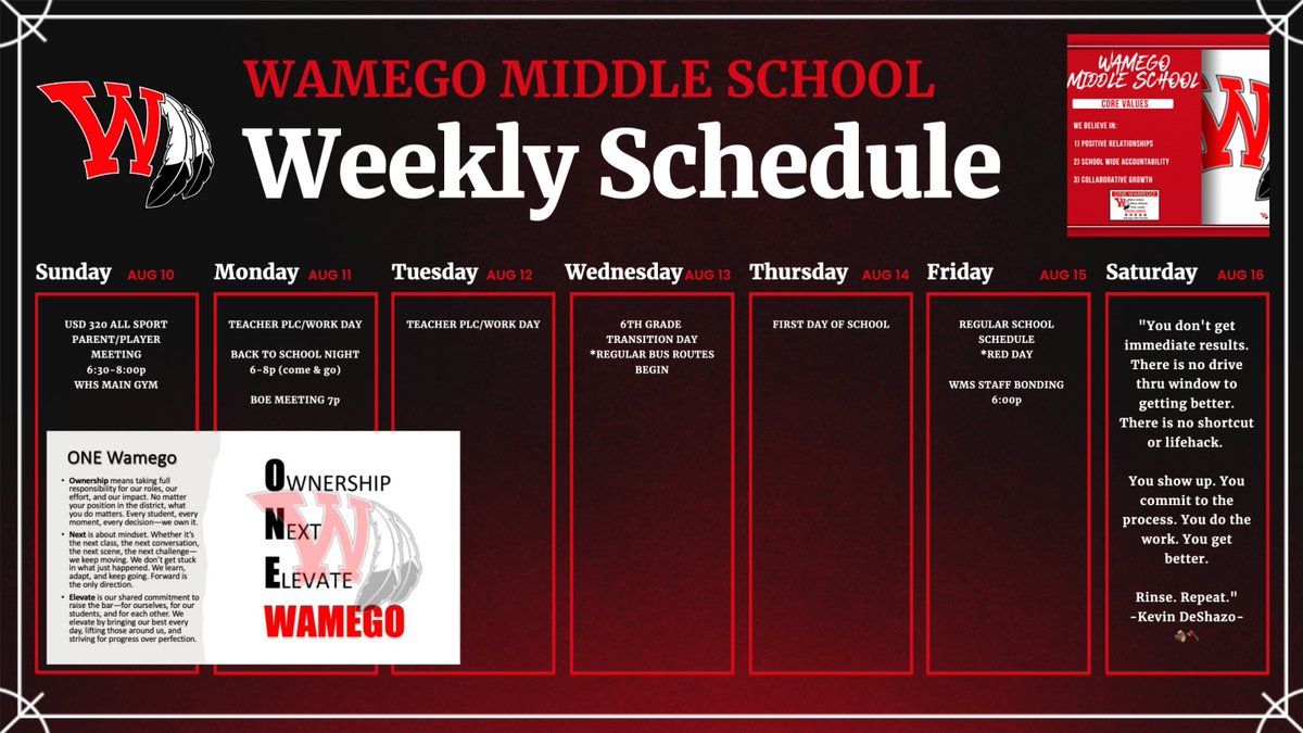 August 11-17, 2025
Wamego Middle School Athletics