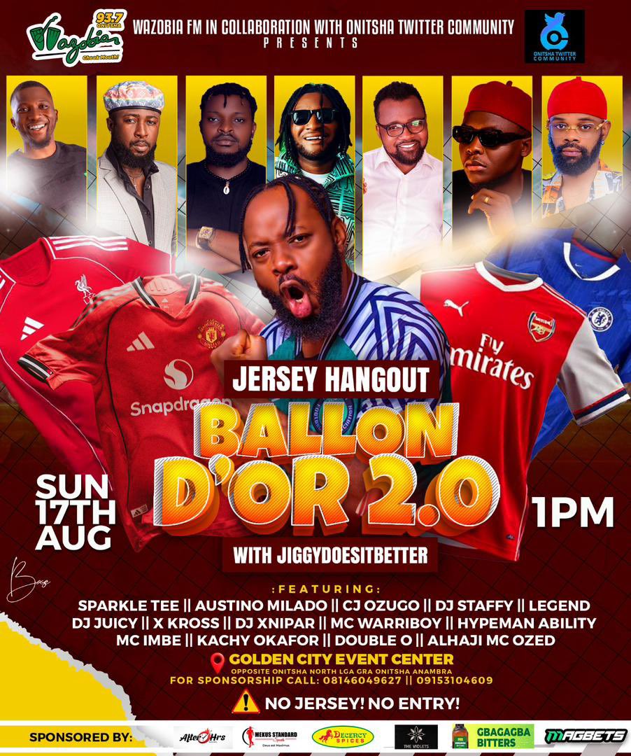 CammyLuv32's tweet image. Where are my fellow Football lovers??? We&apos;ll be outside on Sunday 17th August. 
It&apos;s gonna be Vibes on Vibes 🔥🔥 with @JiggyBantii 

Let&apos;s pull up 😉✌🏾
#WazobiaFMOnitsha
#OnitshaTwitterCommunity
#JerseyHangout
#BallondorWithJiggydoesitbetter