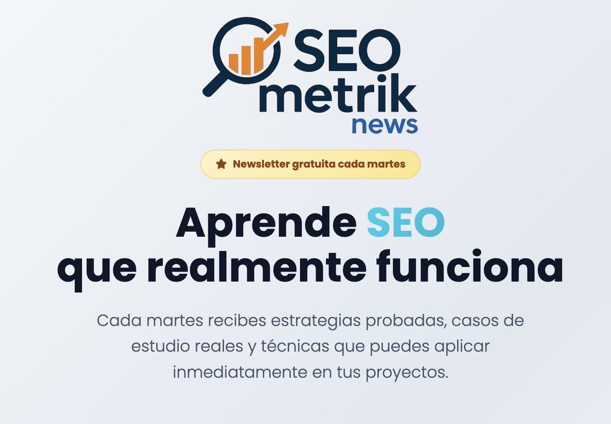 He creado una newsletter de SEO... GRATIS 😳👇🏻

No os voy a mentir, no me gustan mucho las newsletters, soy más de contenido formato "video"

Pero es cierto, que hay muchos trucos, experiencias propias o noticias que si las hago en formato video, tardan semanas y semanas en salir
