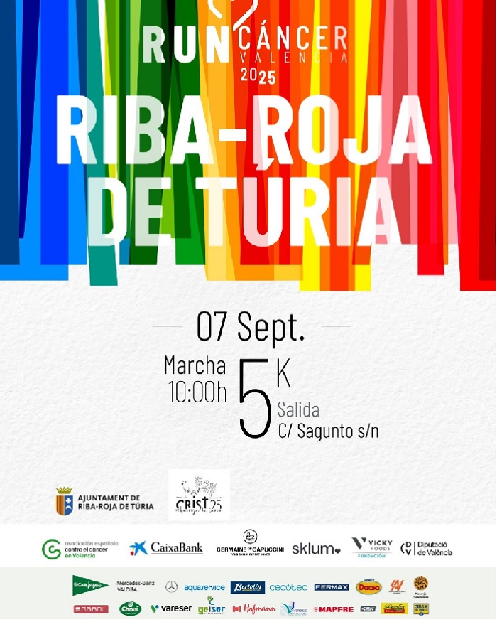 #agenda #Ribarroja: <a href="/RunCancerVal/">RunCáncer Valencia</a> el 7 de setembre infoturia.com/agenda/79059-r… <a href="/RobertRaga/">Robert Raga</a> <a href="/ayto_riba_roja/">Ayto Riba-roja</a> <a href="/javierllombart/">javier llombart</a>