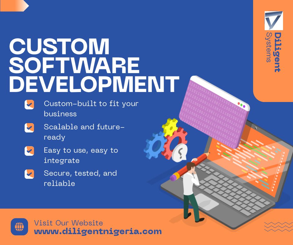 DiligentAccount's tweet photo. 🚀 Custom Software, Built for You

We design for:
🏢 SMEs
🏦 Banks &amp; Finance
🏫 Schools &amp; Universities
🏥 Hospitals &amp; Clinics
🚚 Logistics Firms
🏪 Retail &amp; Supermarkets
🏭 Manufacturers
📊 Govt &amp; NGOs

#CustomSoftware #NigeriaBusiness #SMe #Tech #DigitalTransformation https://t.co/l2RXSwNcFc
