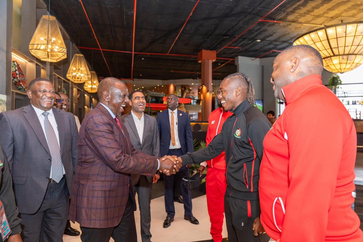 Grateful to H.E. President <a href="/WilliamsRuto/">William Samoei Ruto, PhD</a> for visiting the national team <a href="/Harambee__Stars/">Harambee Stars</a>  this morning and fulfilling his promise - Ksh 1M to every member of the delegation after the win over Morocco.

He’s now raised the stakes:

💰 Ksh 2.5M if we beat Zambia

🏠 + 💰 Ksh 1M &amp; a