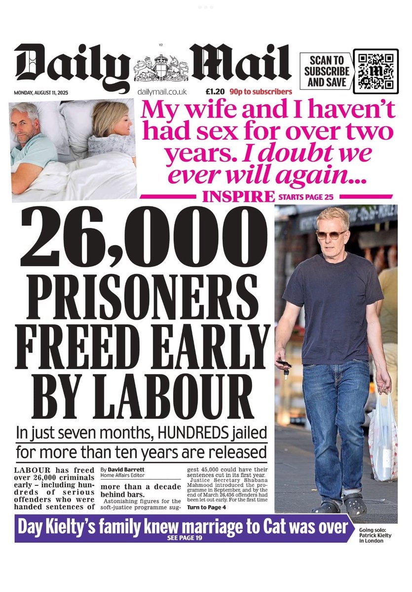 One every 10 minutes. ⏰

That’s how often Labour have opened the prison gates since September.

26,000 criminals, including hundreds of serious offenders, freed early.

dailymail.co.uk/news/article-1…