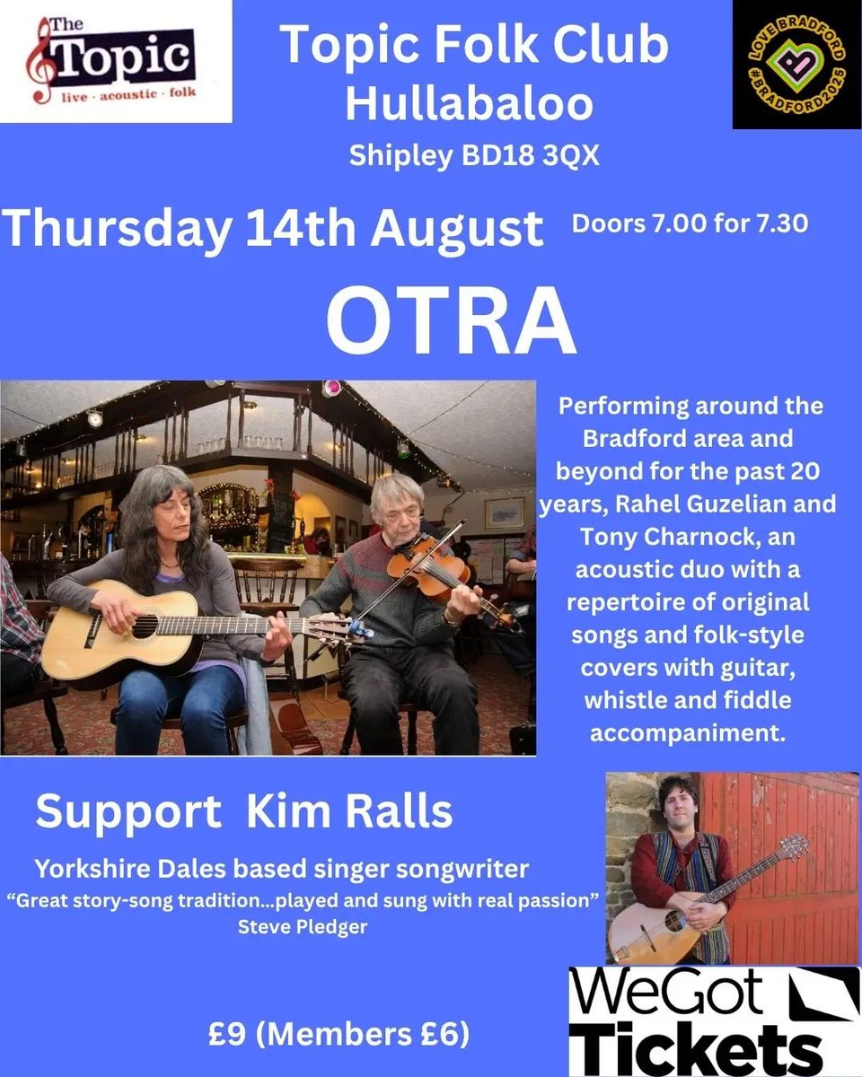 #Thursday #livemusic 
#folk #Shipley #Bradford <a href="/visitBradford/">Visit Bradford</a> <a href="/bradford2025/">Bradford 2025</a>