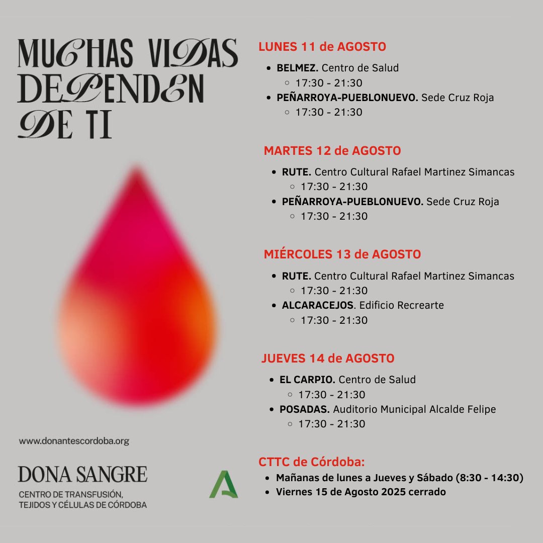 donantescordoba's tweet photo. 🔥 Que tu corazón lata más fuerte que el calor❤️‍🔥

Cada día, decenas de pacientes dependen de héroes que donan unos minutos para salvar vidas🩸🏥.

📍Consulta nuestros puntos de donación o ven a Av. San Alberto Magno s/n (L-J y S, 8:30-14:30).

❤️ Dona sangre, dona esperanza https://t.co/vcDCzDc3T5
