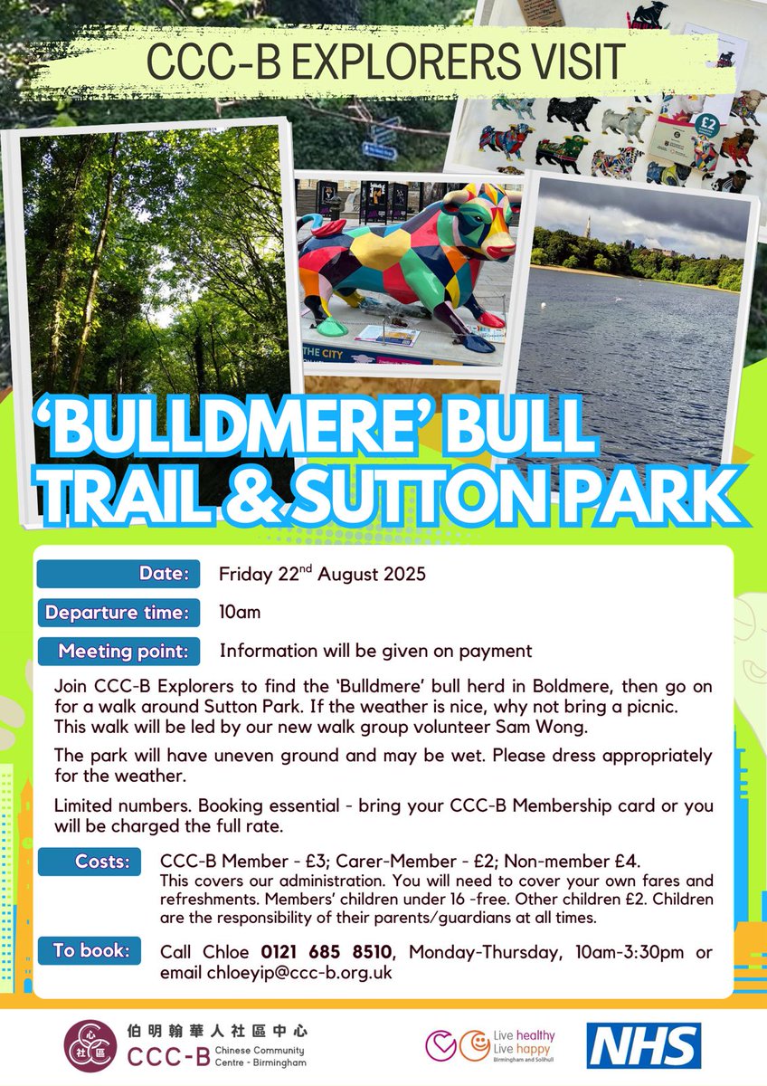 To help our members reach all 3 Bull herds, we're doing a bonus walk in August. Also introducing a new volunteer walk leader Sam Wong👏🏻 
Our next scheduled walk is Tue 2 Sep, City Centre Bull trail which will be led by Dr Charles Cheng. 
Details on the flyer - pls share 🙏🏻