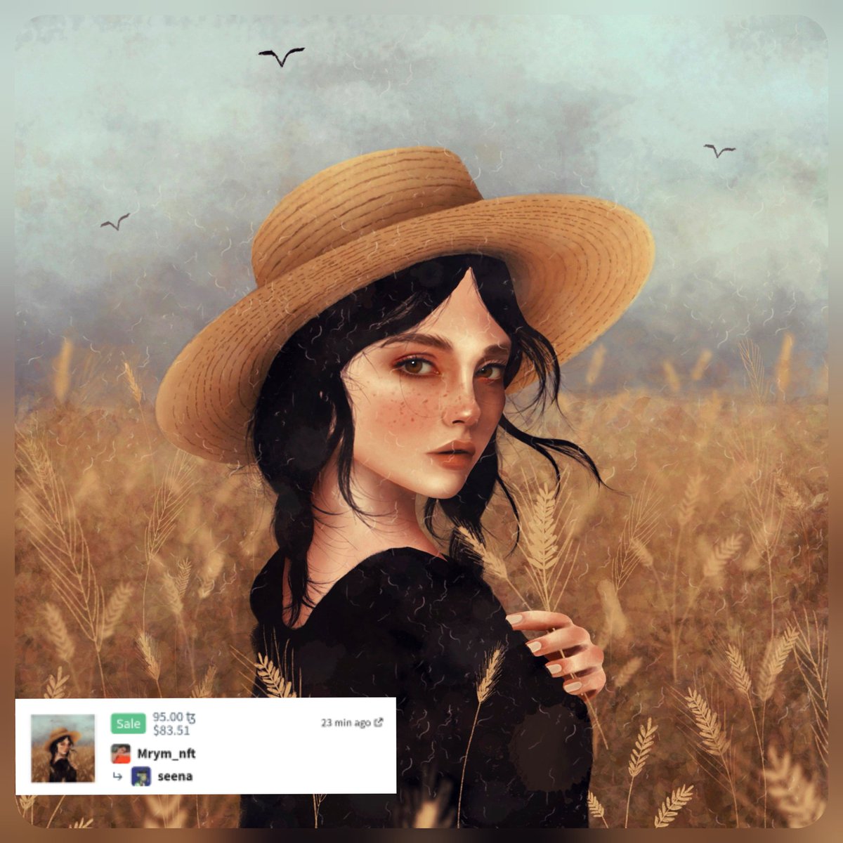 GM🌾☀️

🔸🔸New Drop &amp; SOLD🔸🔸

"Shadows Woven in Wheat" sold to my dear <a href="/seenaNFT/">Seena.eth</a> 😍

Thanks for always being there for me ,
my constant support and my biggest cheerleader. I’m so lucky to have you by my side. ❤️🍊