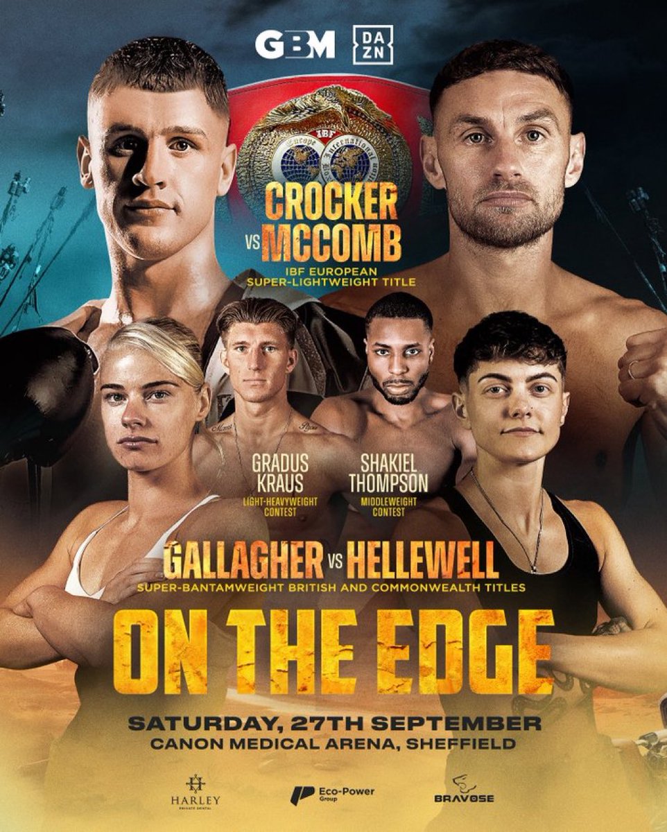 The Puncher's Chance (@thepuncherspod) on Twitter photo 𝗖𝗥𝗢𝗖𝗞𝗘𝗥 𝗜𝗦 𝗕𝗔𝗖𝗞 𝗜𝗡 𝗔𝗖𝗧𝗜𝗢𝗡!!
Swansea’s <a href="/BenCrocker17/">Ben Crocker🏴</a> will defend his IBF European super-lightweight title against Sean McComb at the Canon Medical Arena, Sheffield live on <a href="/DAZNBoxing/">DAZN Boxing</a> September 27th
📸 <a href="/gbm_sports/">GBM Sports</a> | <a href="/TheLockettMan/">Gary Lockett</a> 𝗖𝗥𝗢𝗖𝗞𝗘𝗥 𝗜𝗦 𝗕𝗔𝗖𝗞 𝗜𝗡 𝗔𝗖𝗧𝗜𝗢𝗡!!
Swansea’s <a href="/BenCrocker17/">Ben Crocker🏴</a> will defend his IBF European super-lightweight title against Sean McComb at the Canon Medical Arena, Sheffield live on <a href="/DAZNBoxing/">DAZN Boxing</a> September 27th
📸 <a href="/gbm_sports/">GBM Sports</a> | <a href="/TheLockettMan/">Gary Lockett</a>