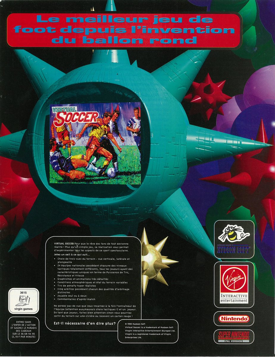 AllmightoFranky's tweet photo. La publicité papier du jour,bonjour!De la pub vue dans les pages d'un #ConsolesPlus de l'été 1994!Double-page si classe pour #MegaManX,du Foot avec #VirtualSoccer,du Volley avec #HyperVball,le tout sur #Snes!#retro #retrogaming #oldschool #culturepub #80s #90s https://t.co/jCxngO3la8
