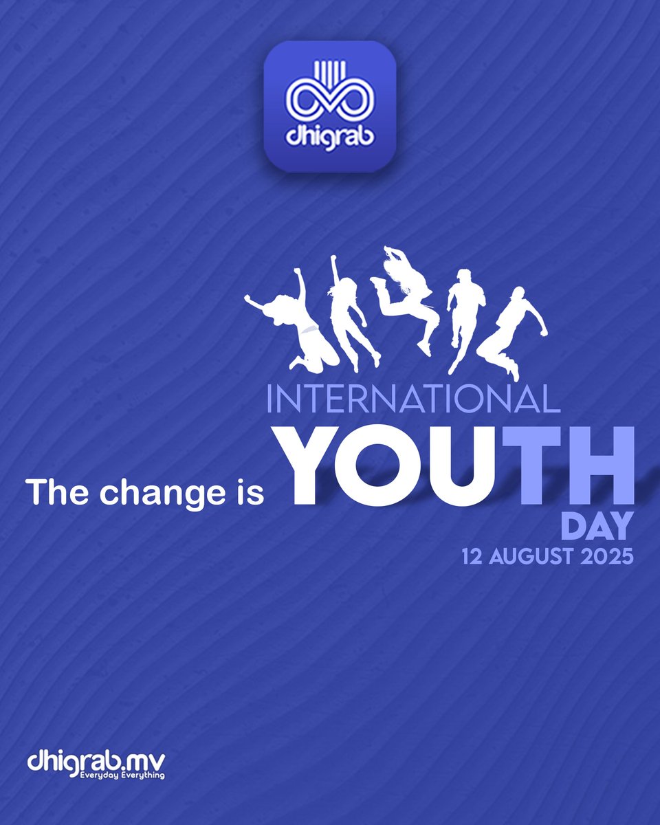 dhigrab's tweet image. 🚀🌟 Happy International Youth Day! 🌟🚀

 Celebrating the passion, creativity &amp;amp; drive of today’s youth – the movers, dreamers &amp;amp; doers shaping tomorrow. 💪💡 

Keep chasing dreams… and we’ll keep delivering for you. 😉📦 

#Dhigrab #InternationalYouthDay #YouthPower