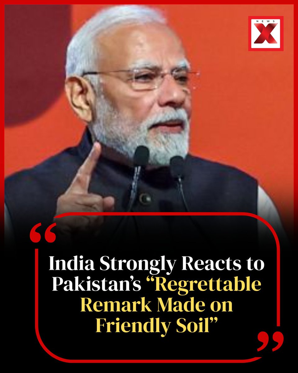 NewsX's tweet photo. India condemns provocative statements from Pakistan’s military leadership during a friendly visit, calling for responsible diplomacy to preserve peace in the region.
#IndiaPakistan #DiplomaticTensions #RegrettableRemark #PeaceAndStability #RegionalSecurity #IndiaResponse https://t.co/xvSrRCtsHK