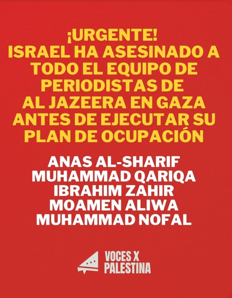 No tengo palabras para describir como me siento, impotencia, rabia, enfado, tristeza... hoy nos hemos despertado con una horrible noticia, más periodistas asesinados, porque Israel no quiere que sepamos lo que estan haciendo en gaza, esto es una masacre, esto es un genocidio.