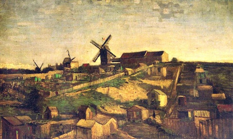 Montmartre, la cantera y los molinos de viento - 1886, Vincent van Gogh