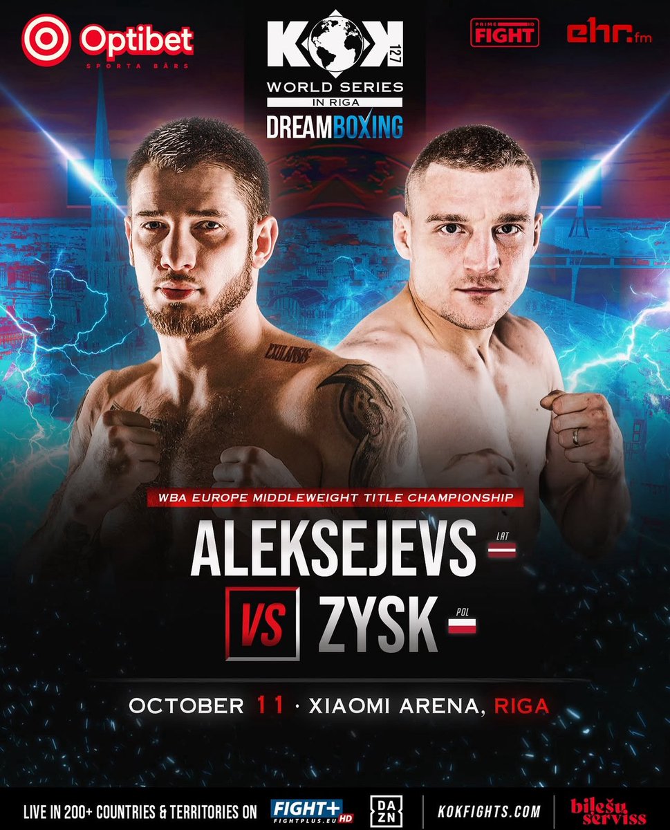 11.10.2025 Ryga 
Przemysław Zyśk vs Jevgenijs Aleksejevs WBA EUROPE 🏆🥊

<a href="/babilon_tomasz/">Babilon Promotion</a> <a href="/BabilonMMA/">Babilon MMA</a> <a href="/bokser_org/">BOKSER.ORG</a> <a href="/ringpolska/">ringpolska</a> <a href="/RingBlogpl/">RingBlog.pl 👊</a> <a href="/garnekmedia/">przemek garczarczyk</a> <a href="/polsatsport/">Polsat Sport</a> <a href="/SportINTERIA/">Interia Sport</a>
