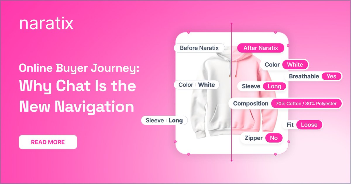 naratix_ai's tweet image. Gina doesn’t wait, she guides the way 🚀🗺️. That’s chat as navigation.

naratix.ai/chat-as-naviga…

#ecommerceUX #chatbotpower