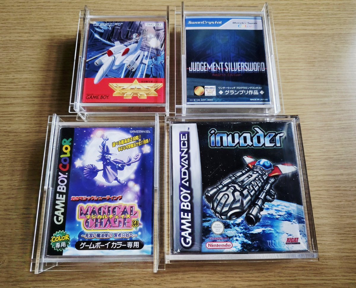 MH5X04's tweet image. 記念購入品 (後編) ワンダースワン
【ジャッジメントシルバーソード 初版】
初版は極小生産なので入手は諦めてましたがついにGET︎︎😄
開封した形跡が無かったので新品だったのかも？

個人的携帯機シューティングゲームの四天王がついに揃う✨
#ワンダースワン  #レトロゲーム  #WonderSwan  #WS