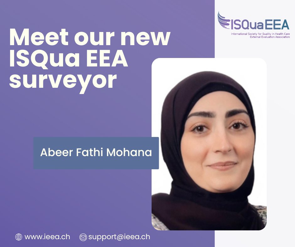 We’re thrilled to welcome Abeer Fathi Mohana to ISQua EEA! 🎉

With 20+ years in healthcare quality, patient safety &amp; accreditation, and as Chief Quality Improvement &amp; Organisational Excellence Specialist at CBAHI, Abeer’s expertise will be a huge asset to our team. 🌟